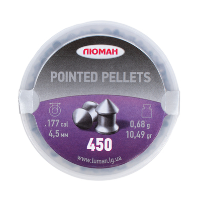 Пульки  "Pointed pellets"  к. 4,5 мм вес 0,68г (450 штук)