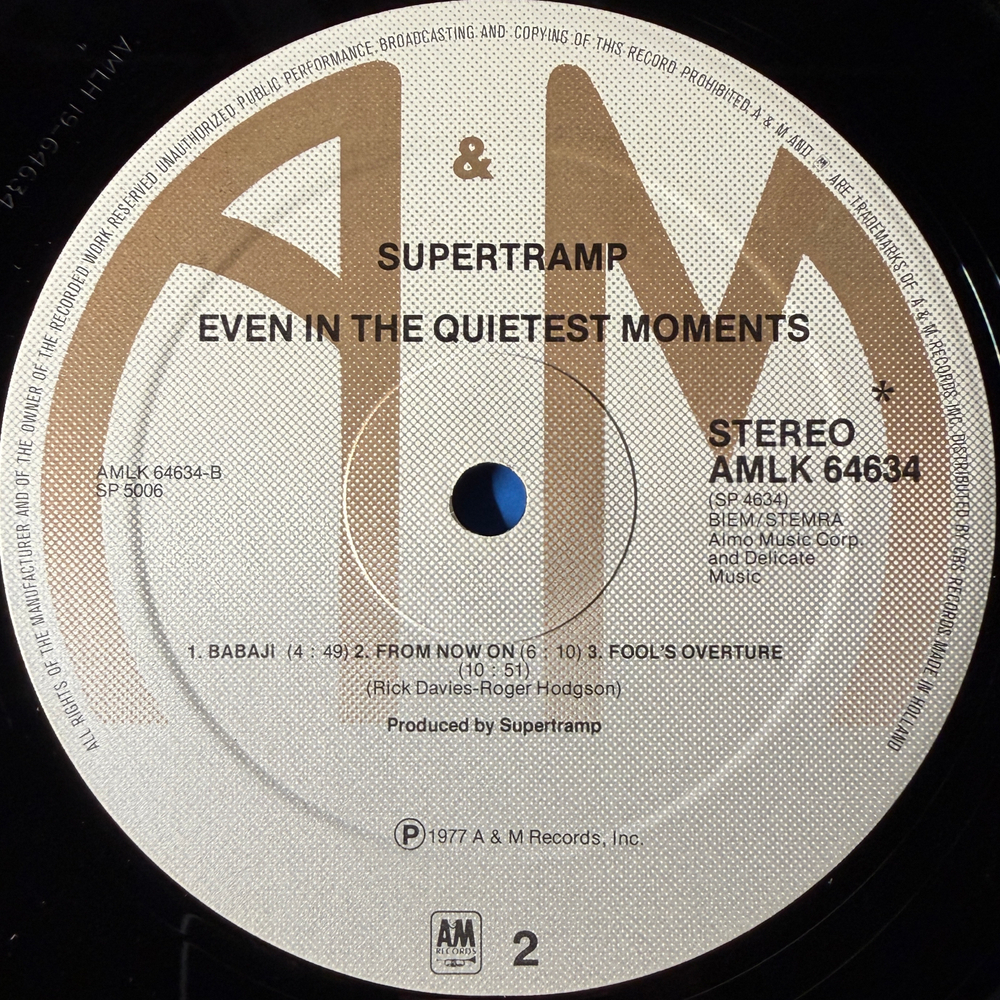 Supertramp ‎– Even In The Quietest Moments (Голландия 1977г.)