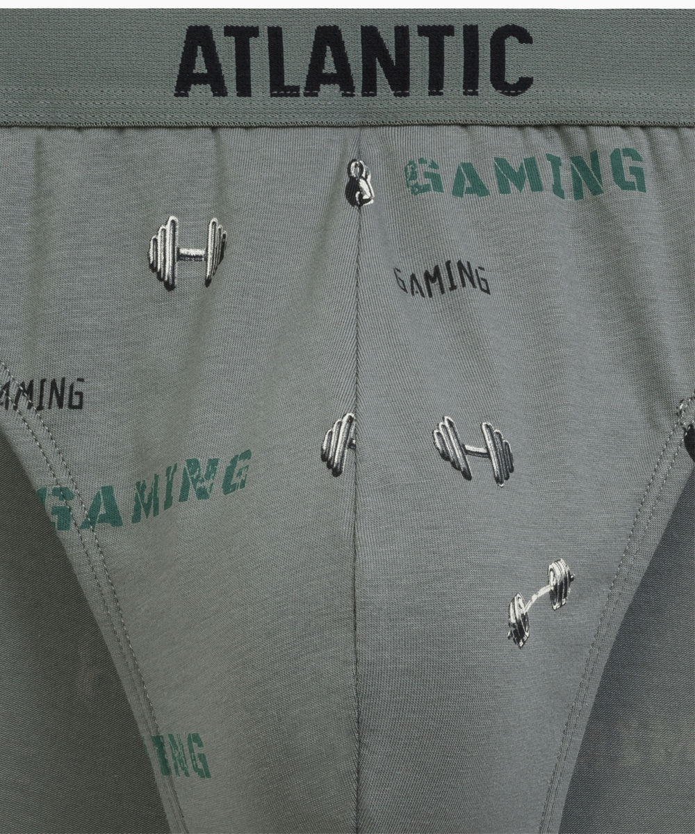 Мужские трусы слипы спорт Atlantic, набор 3 шт., хлопок, черные + черные + светлый хаки, 3MP-206