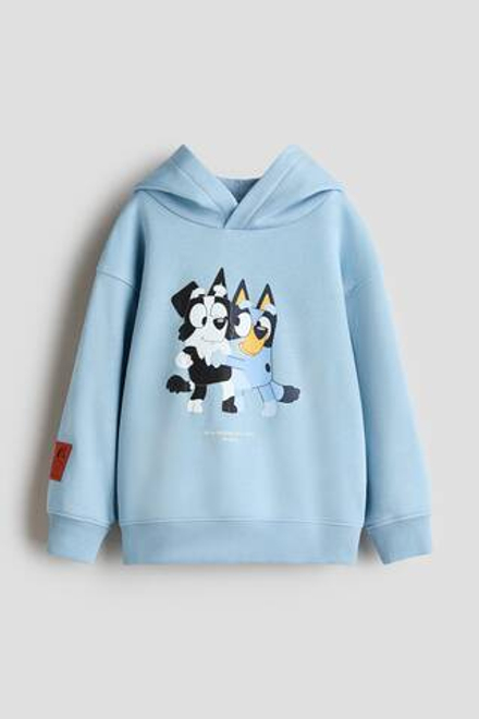 H&M Толстовка с капюшоном и принтом, голубой