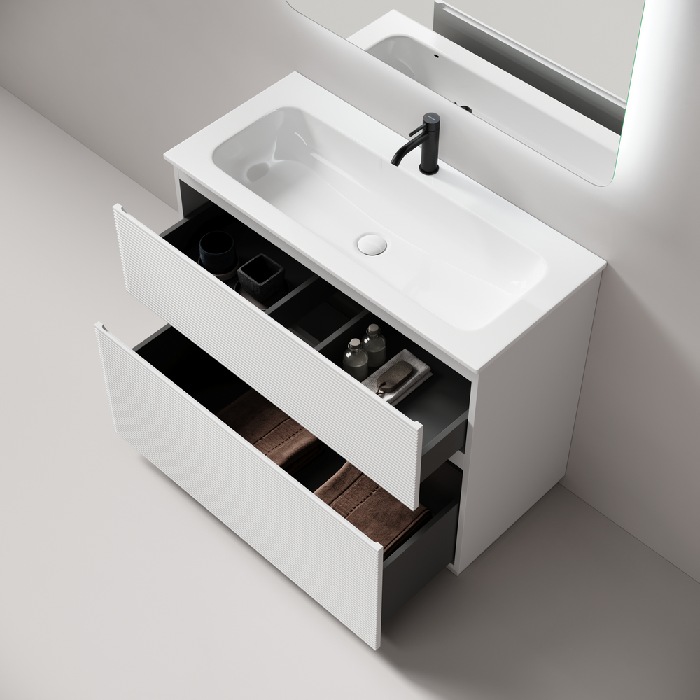 Тумба напольная Sancos Folk Floor 995х445х850, c двумя ящиками оснащенными доводчиками, Bianco, арт.FL100FW