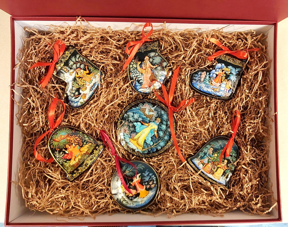 Набор ёлочных игрушек  "Новогодний" с росписью Палех