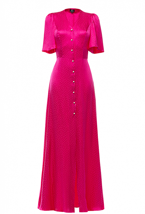 Платье в пол на пуговицах фуксия 07-04-23 SS