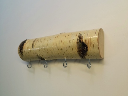 Ключница панно Натуральная Берёза 4 крючка. Экостиль