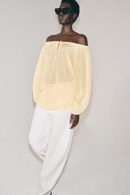 ZARA БЛУЗА ИЗ ЛЬНА — ZW COLLECTION, ПАСТЕЛЬНО-ЖЕЛТЫЙ