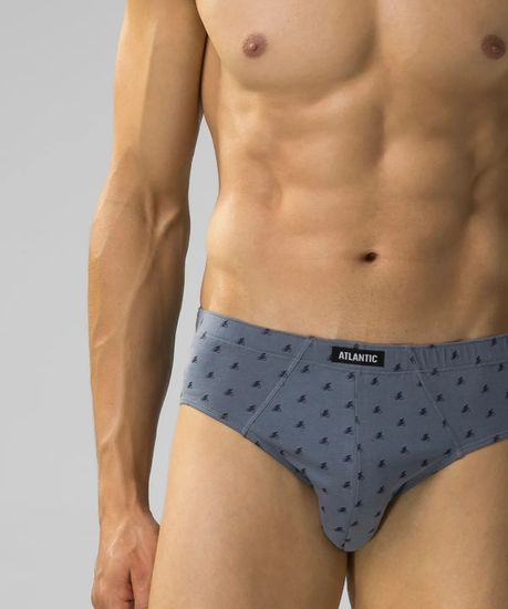 Мужские трусы (3шт) слипы классика Atlantic 3MP-180, темно-синий + голубой + серый