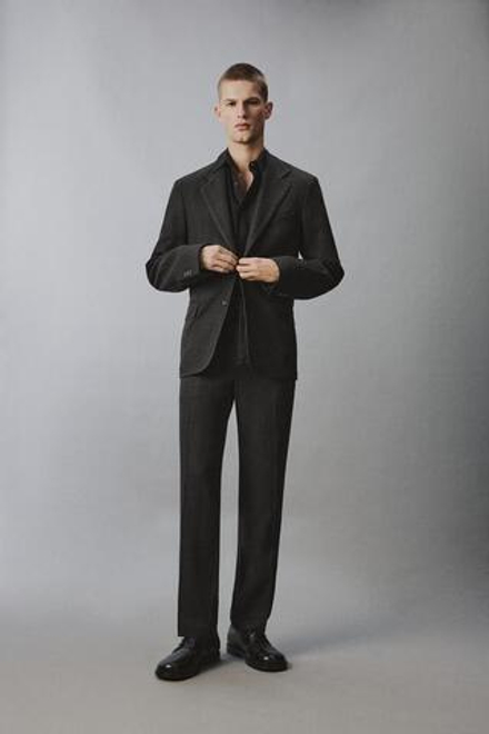 ZARA КОСТЮМНЫЕ БРЮКИ ИЗ ВИСКОЗЫ И КОНОПЛИ, ЧЕРНЫЙ