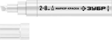 ЗУБР МК-800 2-8 мм, клиновидный, белый, экстрабольшой объем, Маркер-краска, ПРОФЕССИОНАЛ (06327-8)