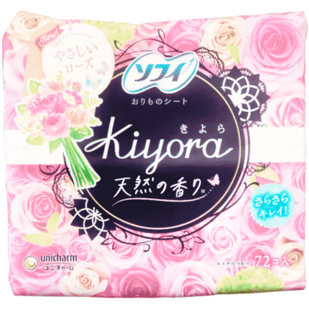Unicharm Ежедневные гигиенические прокладки для женщин Kiyora аромат розы 72 шт