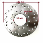 Диск тормозной 160 мм 3мм тип 2 для электровелосипеда мотоцикла
