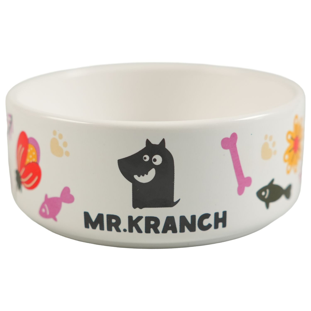 Миска Mr. Kranch  керамическая для собак 420мл Цветы Прованса розовая