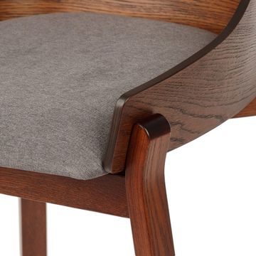 Стул Safia деревянный с мягким сиденьем из серой ткани