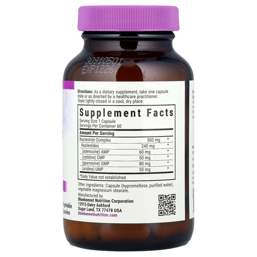 Bluebonnet Nutrition, Nucleotide Complex, РНК / ДНК, 60 растительных капсул