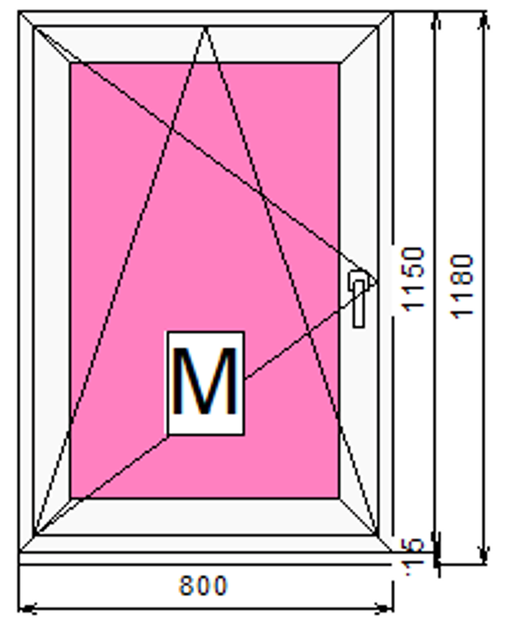 Пластиковое окно с поворотно-откидной створкой 1150 х 800 ТермА Эко + Москитная сетка