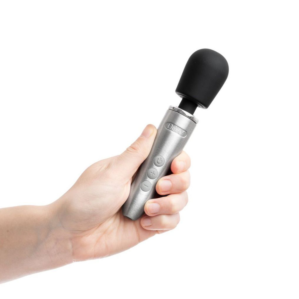 Серебристо-черный вибратор Doxy Go - 16,2 см.