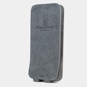 Кожаный чехол для iPhone 16 Pro Max, теленок серого цвета