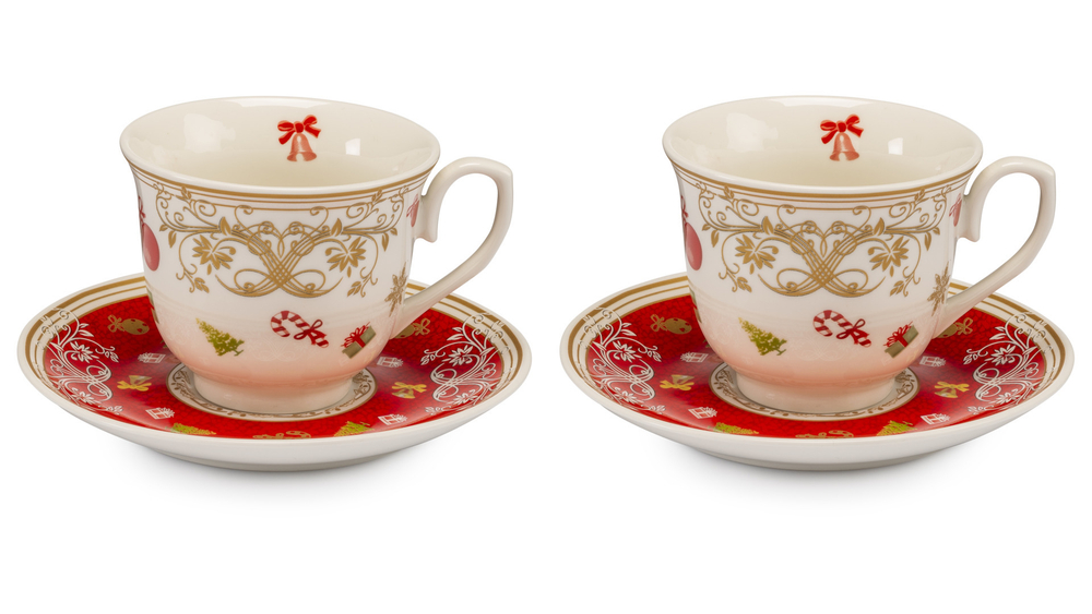 Набор чашек кофейных 2шт 100мл с блюдцами 12см Lamart Особый вкус праздника