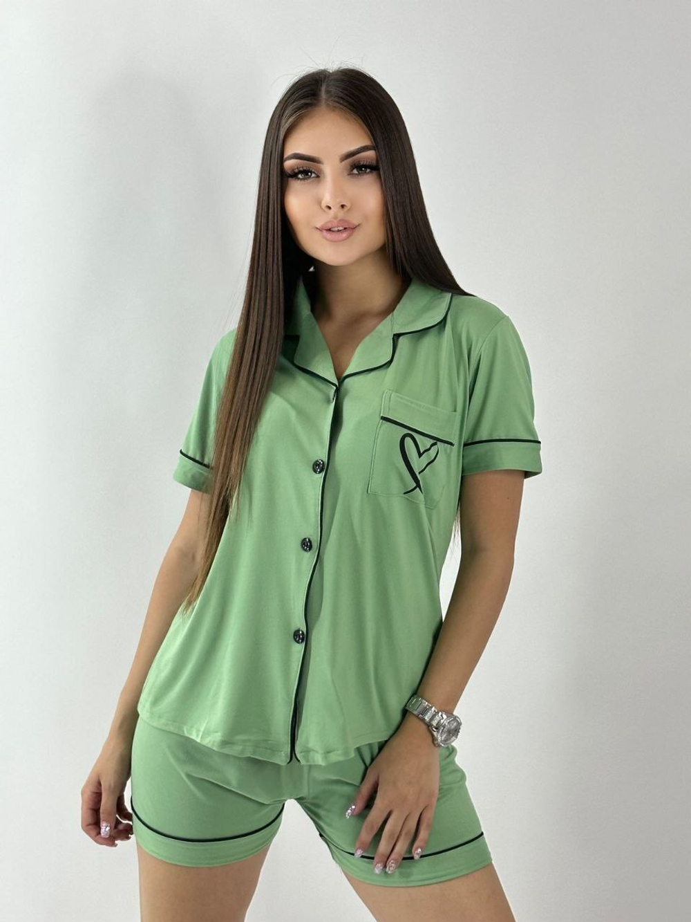 Пижама жен. б/в шорты+рубашка 0226