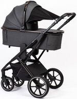 Детская коляска Peppy Tecla 3 в 1 с автокреслом Rise Milk Shadow Antrazit Chrome Edition (Графитовый)