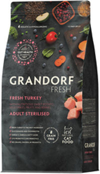 Grandorf Fresh 2кг Holistic Sretilised Turkey&Sweet Potato Сухой корм для стерилизованных кошек, свежее мясо индейки с бататом