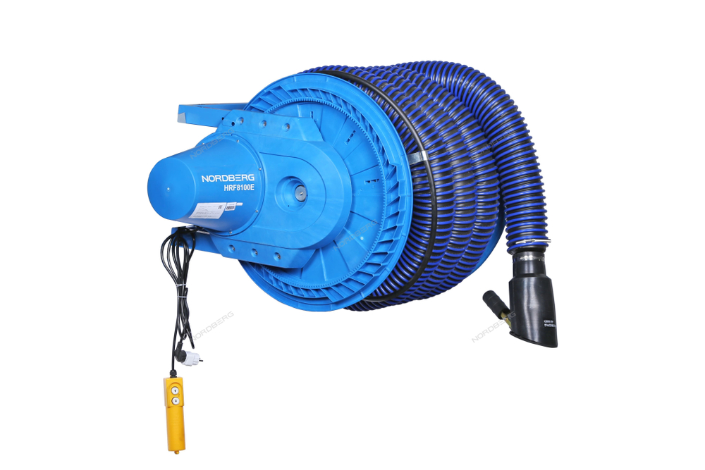 Катушка для сбора выхлопных газов с автоматическим приводом со шлангом L=8 м, D=100 мм и насадкой NORDBERG HRF8100E-KIT