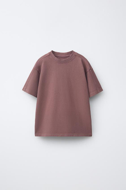 ZARA КОМПЛЕКТ ИЗ ФУТБОЛКИ И ШОРТОВ, СВЕТЛО-ГРАНАТОВЫЙ