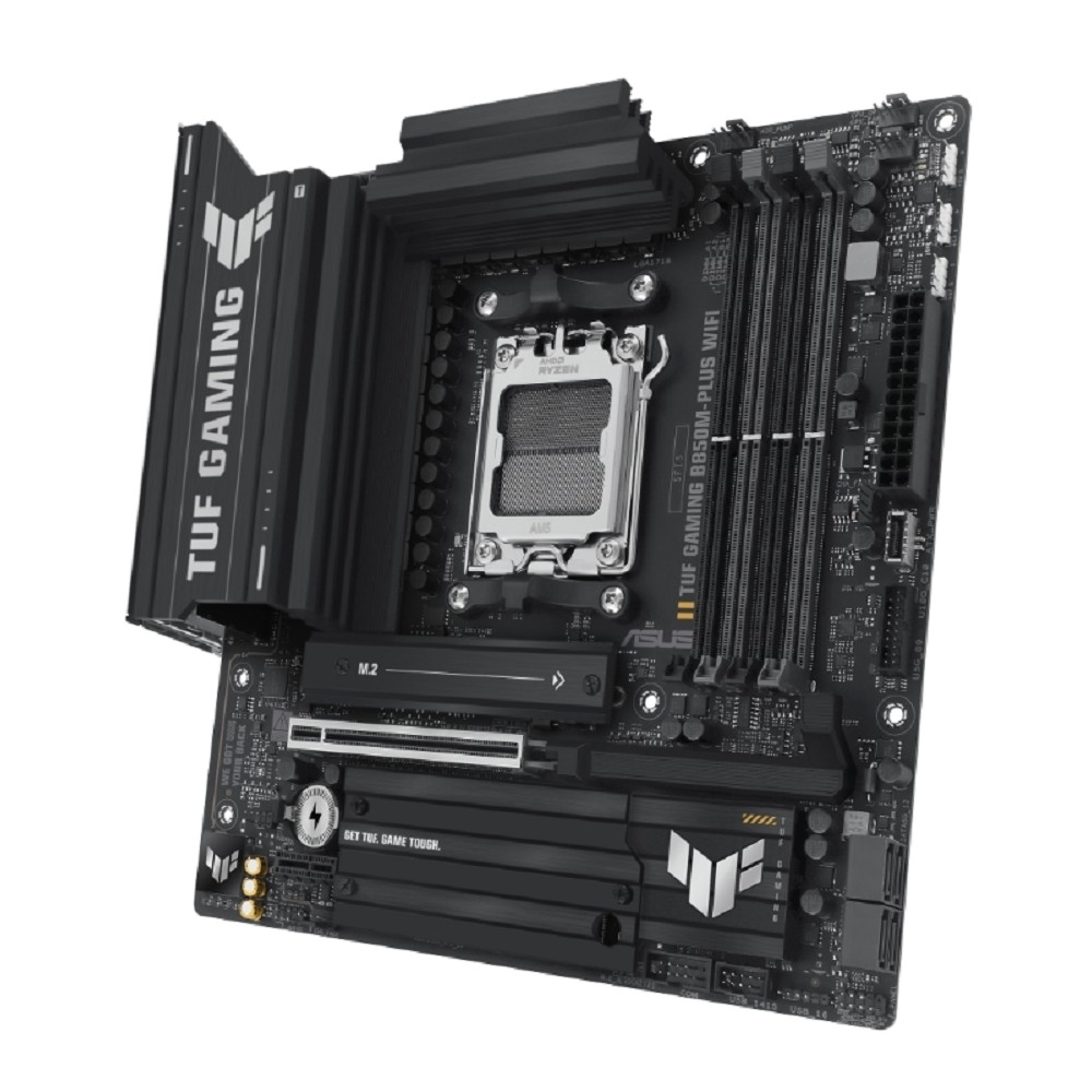 Материнская плата ASUS TUF GAMING B850M-PLUS WIFI (Socket AM5, mATX, 4xDDR5(256GB), HDMI 2.1 / DP, 1xPCIe 5.0x16 / 1xPCIe 4.0x1, 1xLAN (2.5GbE), Wi-Fi, BT, 4xSATA 6Gb / s, 3xM.2, 1xType-C, 7xUSB 3.2, 4xUSB 2.0)