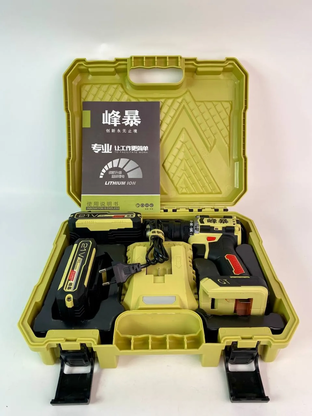 FENGBAO Дрель-шуруповерт, 21 В, 60 Нм, 2 АКБ