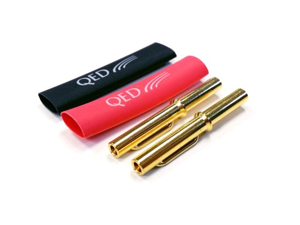 QED (QE1610) MINI AIRLOC Разъем "банан" 1 кр, 1 черн термоусадка (пара)