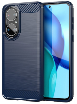 Чехол синего цвета для смартфона Huawei P50, серия Carbon от Caseport