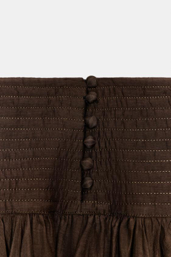 ZARA ОБЪЕМНАЯ ЮБКА МИДИ — ZW COLLECTION, КОРИЧНЕВЫЙ