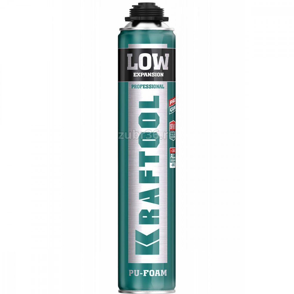 KRAFTOOL  LOW EXPANSION выход до 50л 800мл SVS не залипающий клапан, пистолетная всесезонная, Монтажная пена (41181)