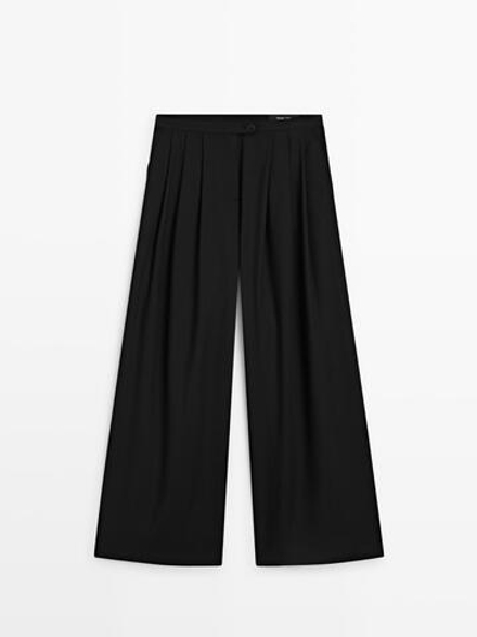 Massimo Dutti Свободные брюки с вытачками, черный