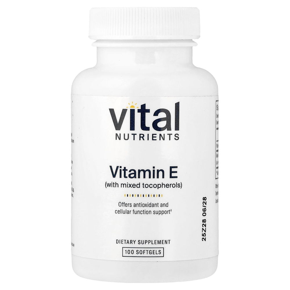 Vital Nutrients, витамин E со смешанными токоферолами, 100 мягких таблеток