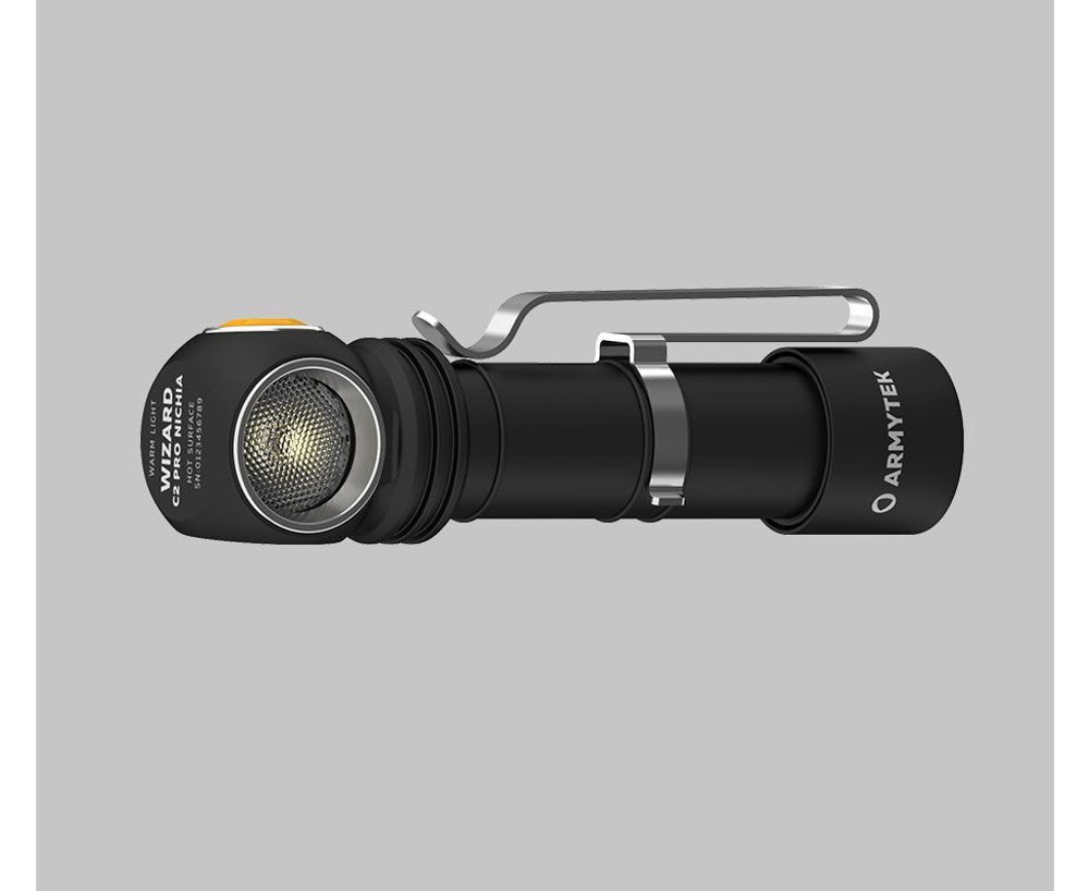 Фонарь налобный-мульти Armytek Wizard C2 Magnet USB Nichia 144AR, 1600 lm, тёплый, до 113м, 1x18650, IP68, 65г