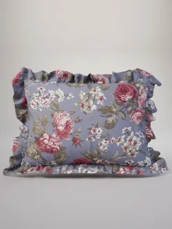 Декоративная наволочка с рюшами, оборками "Прохоровская роза(новая)" 70х70 см, 1 шт, без молнии