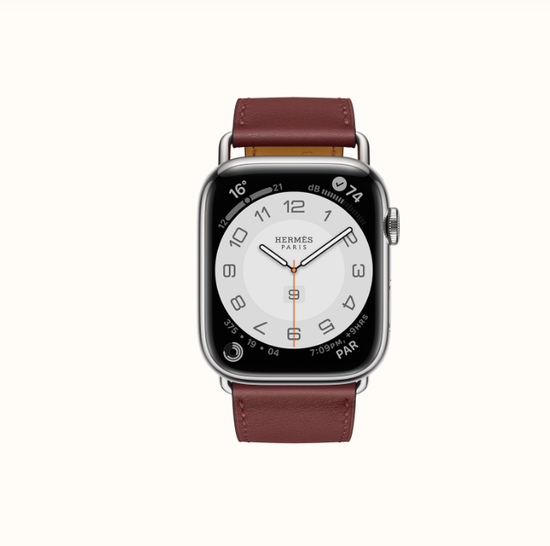 Apple Watch Hermès Series 7  Band Apple Watch Hermes Single Tour 45 mm Attelage Rouge H GPS + Cellular