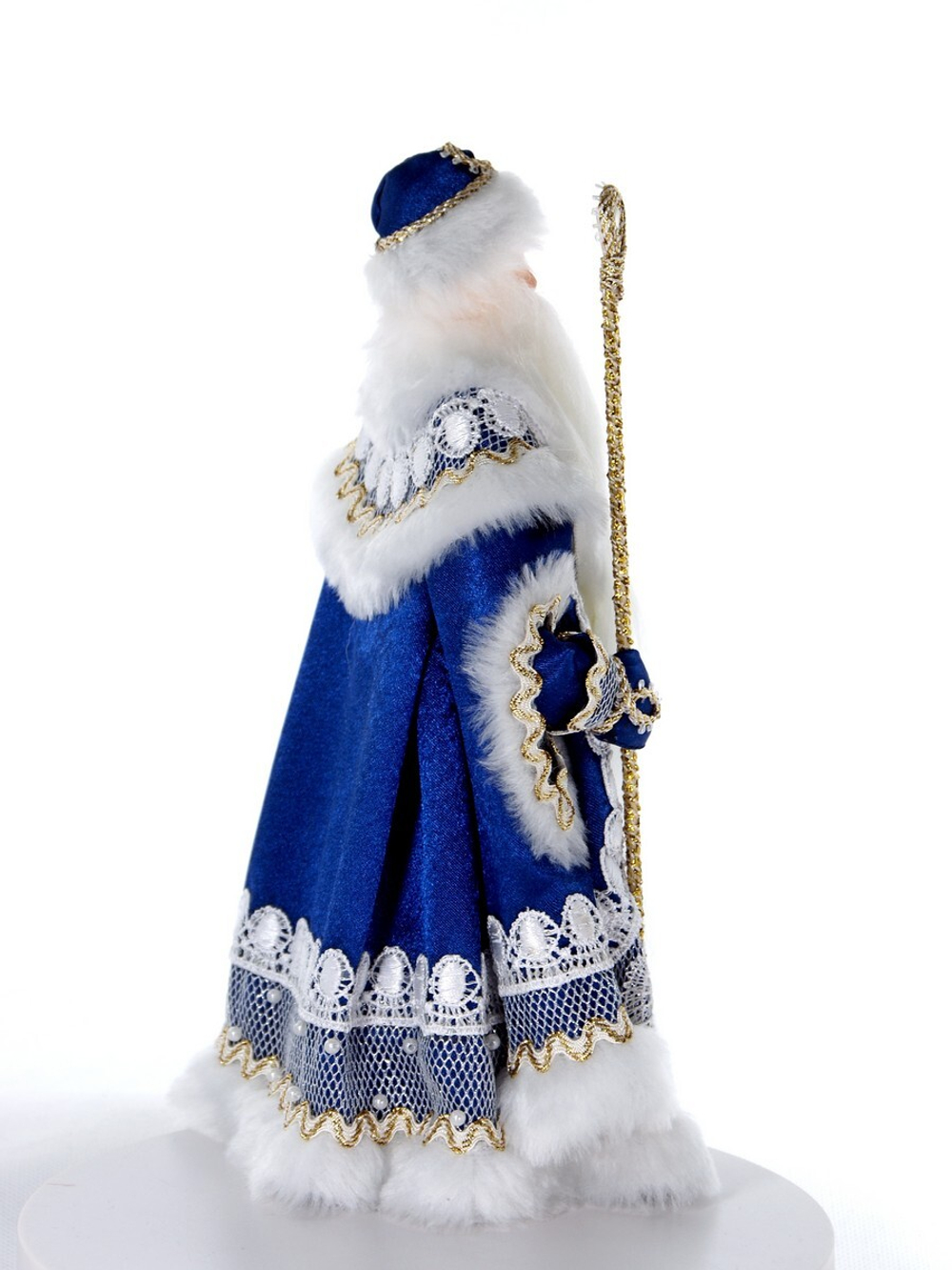 Кукла коллекционная Дед Мороз в кружевной шубе
