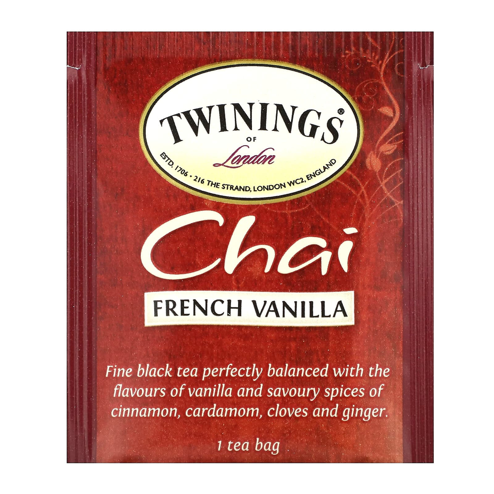 Twinings, ароматизированный черный чай, французская ваниль, 20 чайных пакетиков, 40 г (1,41 унции)