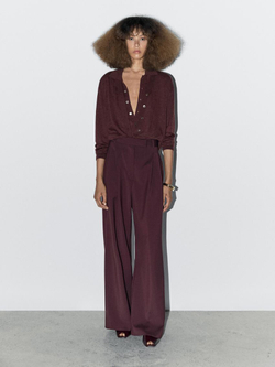 Massimo Dutti Брюки с двойным швом из 100% шерсти - STUDIO, бордо