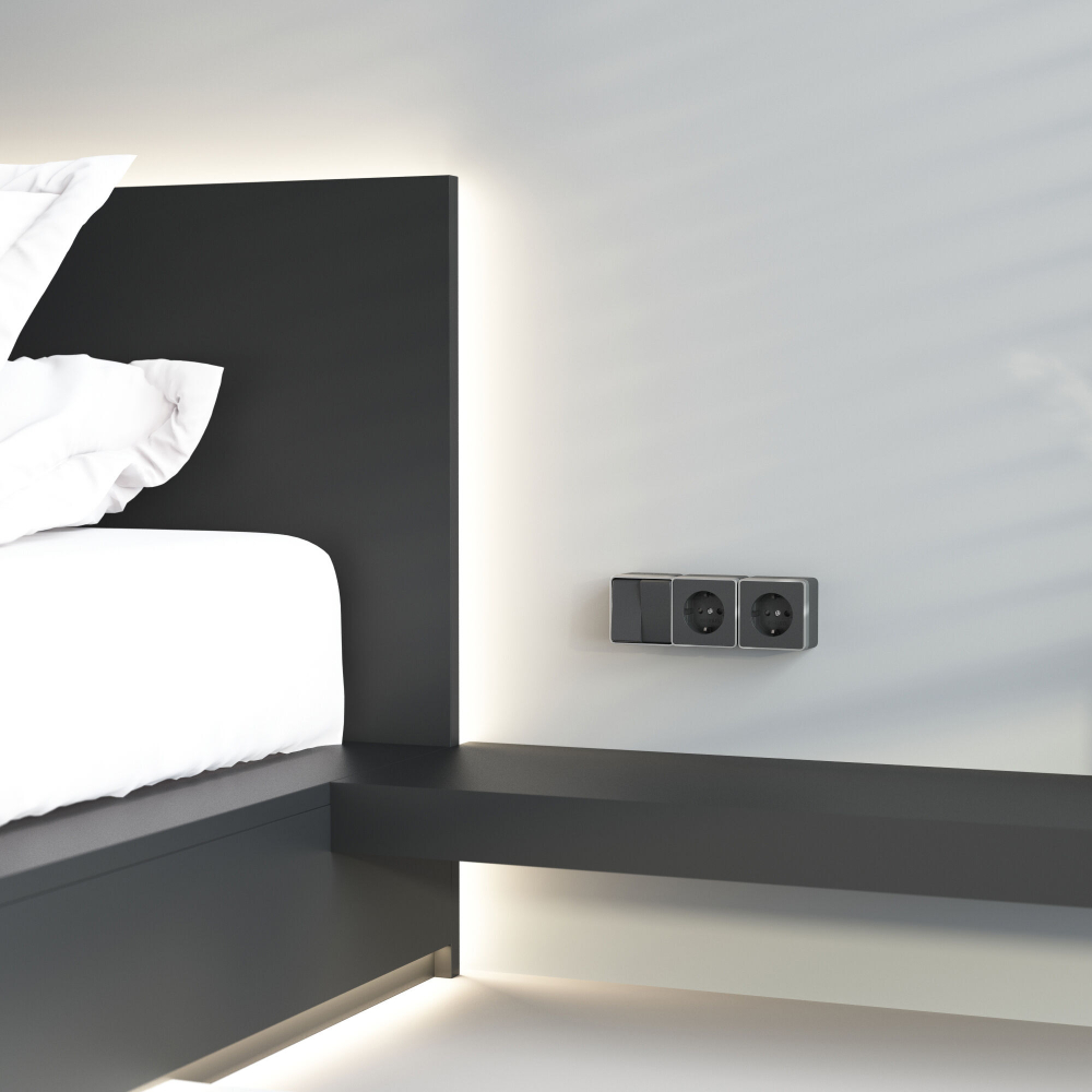 Выключатель двухклавишный Gallant черный с серебром W5020034 W5020034