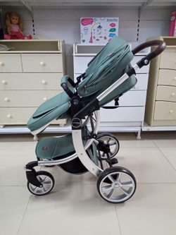 Детская коляска-трансформер 3 в 1 Luxmom 608 / изумрудный ткань