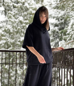 Худи с коротким рукавом синий / унисекс / петля