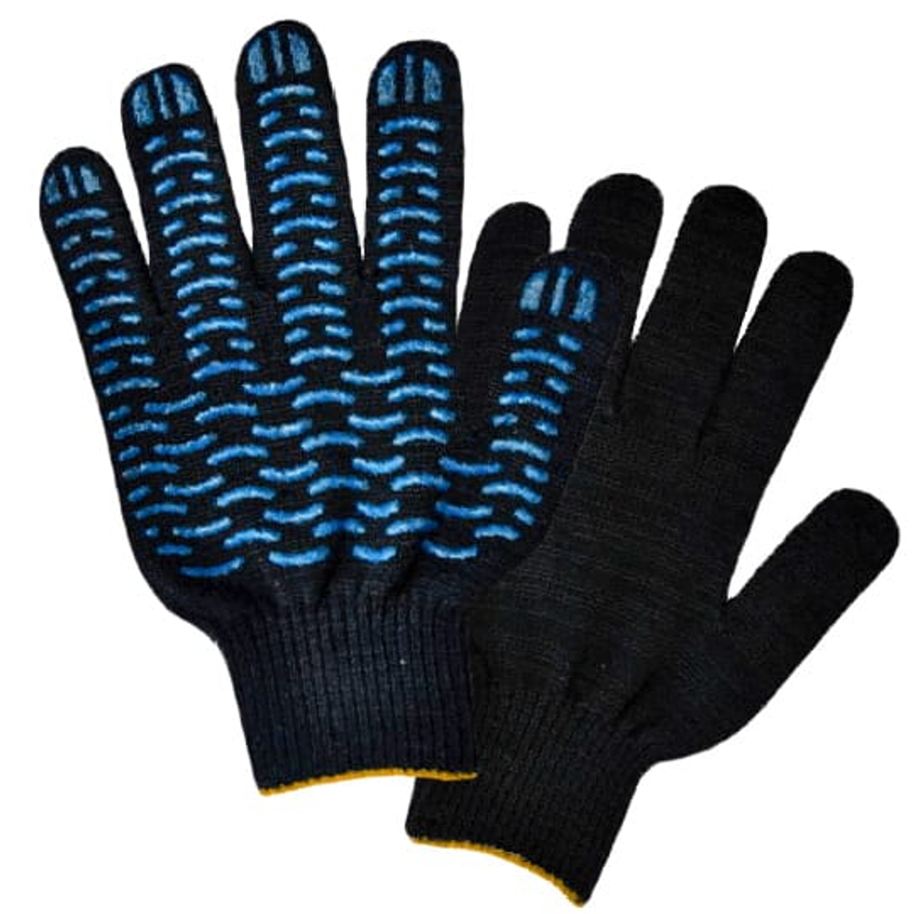 Перчатки х/б 6 нитей 10 класс ПВХ Волна Черные