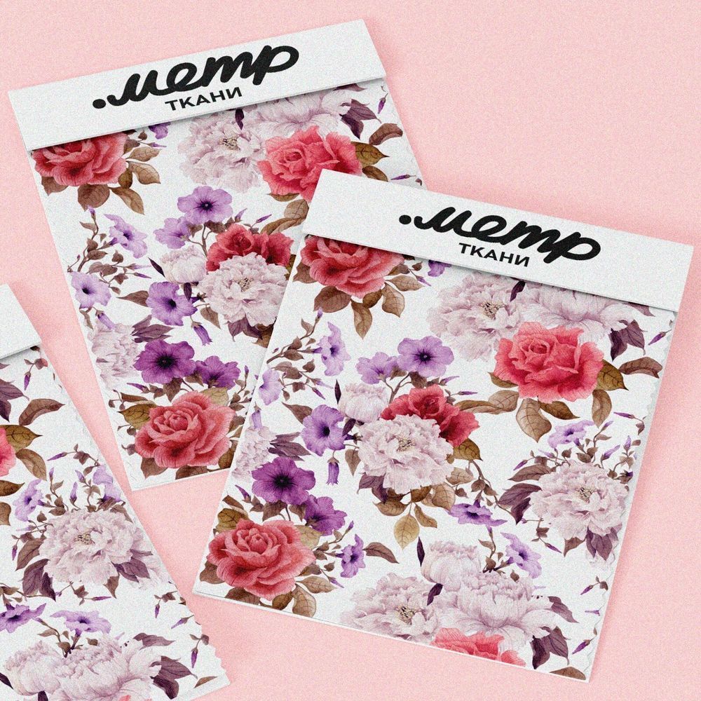 Ткань футер 2-х нитка контрастные букеты роз