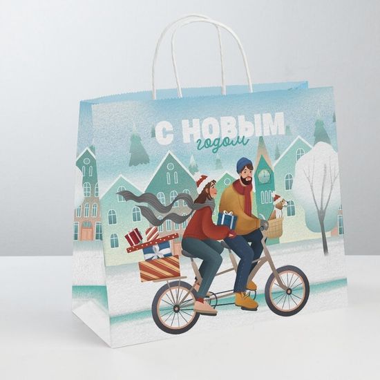 Пакет подарочный крафтовый «Вместе с тобой», 28 × 32 × 15 см      7689886