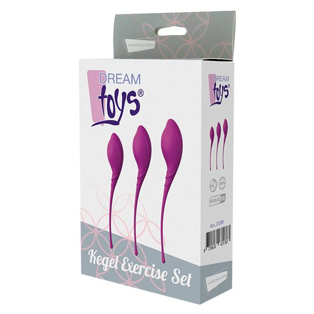 Набор из 3 фиолетовых вагинальных шариков PLEASURE BALLS & EGGS KEGEL EXERCISE SET (Цвет: фиолетовый)