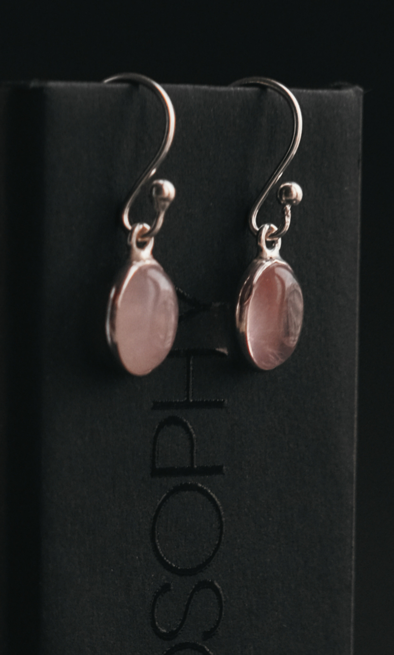 Серьги mini "Memo about Relationship" из розового кварца, серебро 925