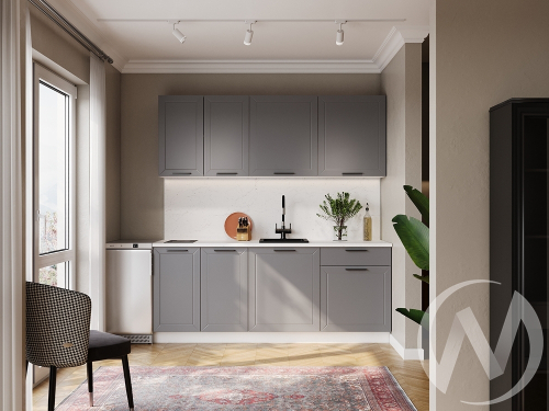 Кухня 2;0 м "Эстер" белый; маренго силк (корпус белый)