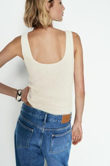 ZARA ТОП В РУБЧИК В СТИЛЕ РУСТИК, ЭКРЮ